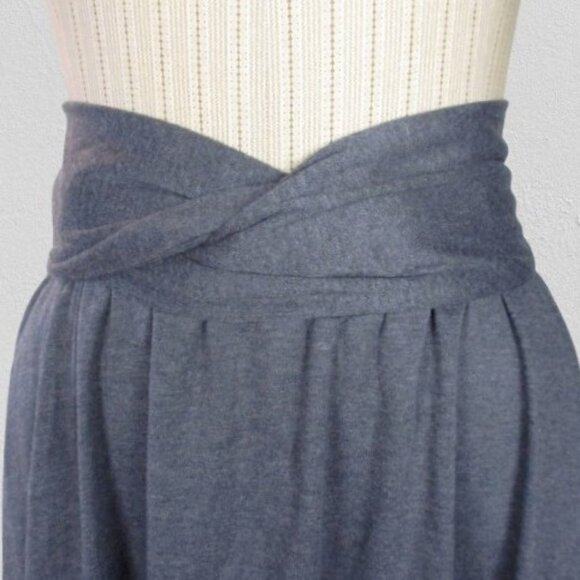 Flared Grey Midi Skirt Pockets Long Full Swing Size M Units Vintage 1980 - Picture 2 of 11